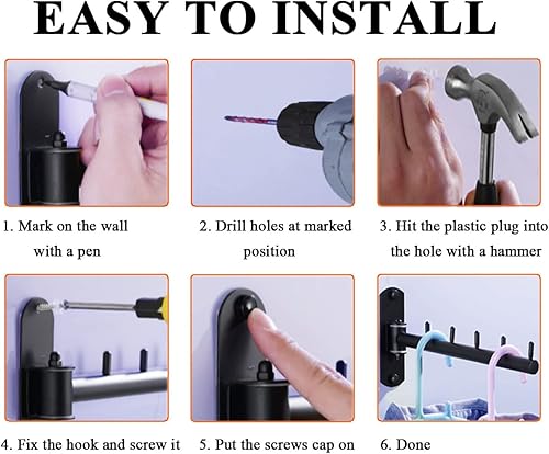 Miniatura 4 de Percha de ropa con brazo oscilante, plegable para colgar en la pared, para lavandería, ahorro de espacio, ganchos para ropa para tendedero, gancho