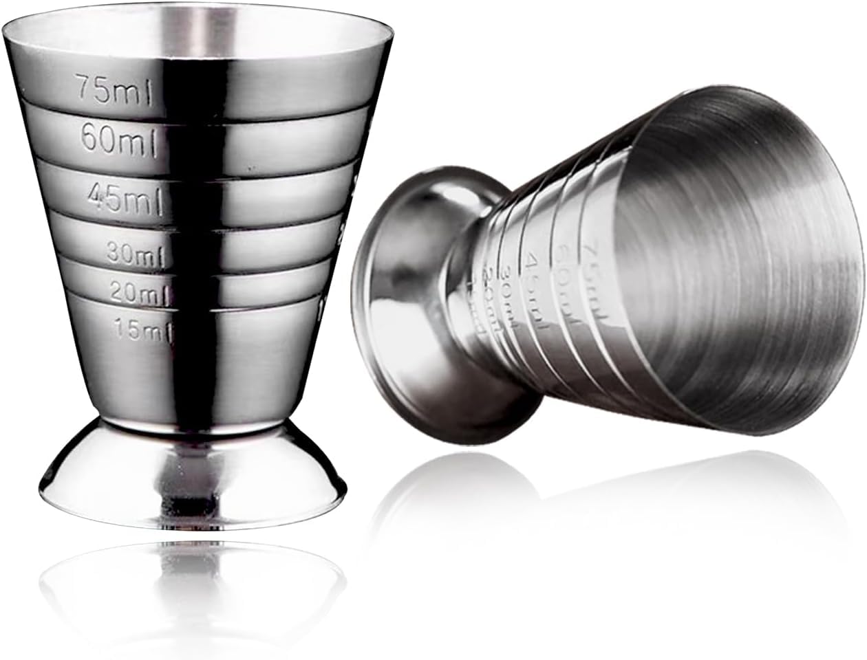 75ml Stainless Steel Measuring Cups, Cocktail Measuring Cups with Precision Scale Mark Design, Premium Bar Kitchen Measuring Tool -2PCS