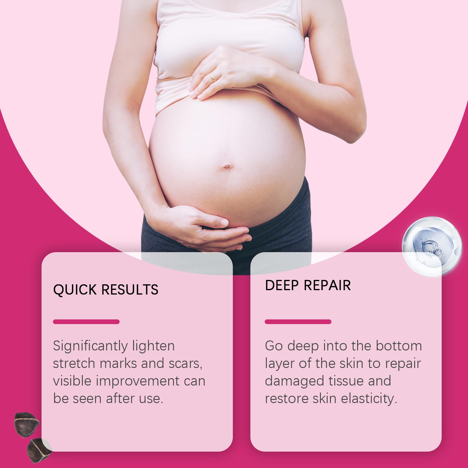 Kit per la cura della pelle in gravidanza per segni fini e cicatrici, risultati rapidi Mama Belly Crema riparatrice profonda con vitamina E, olio di cocco, lozione idratante rassodante per la cura