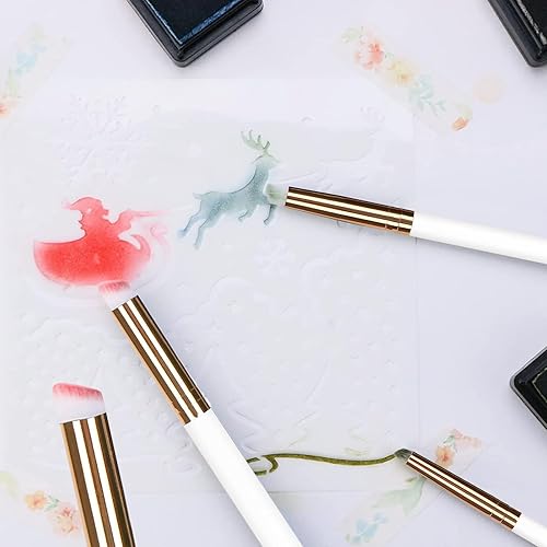 Miniatura 3 de UNIMEIX Mini pinceles de mezcla para hacer tarjetas, juego de pintura en miniatura seca para fondo, pinceles de pintura pequeños y detallados