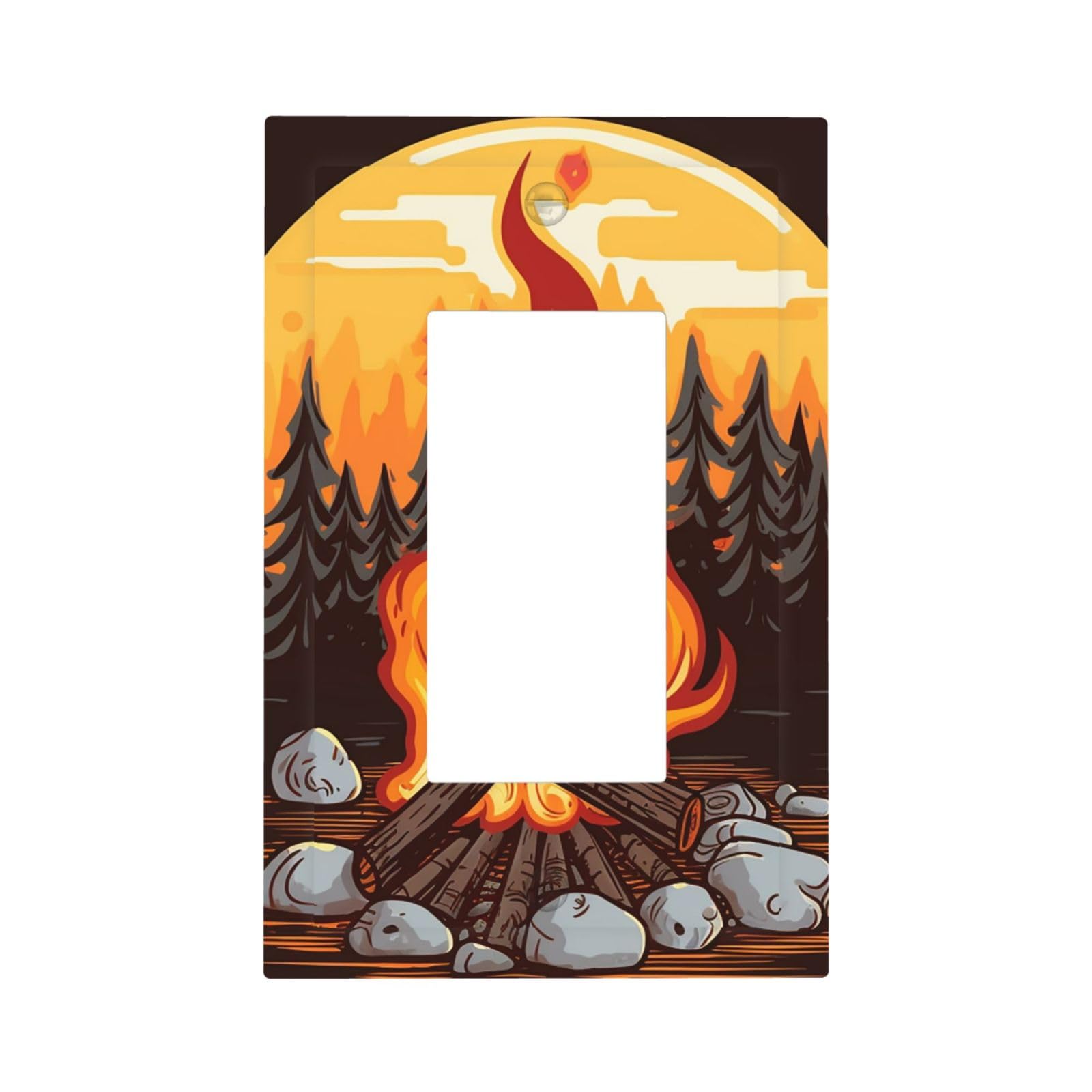 1-Gang Decorator Wall Plate Bonfire Light Switch Cover Single Gang Receptacle Outlet Wall Plate Mid Size 5" x 3" Wallplate Unbreakable Polycarbonate Outlet Faceplates Covers