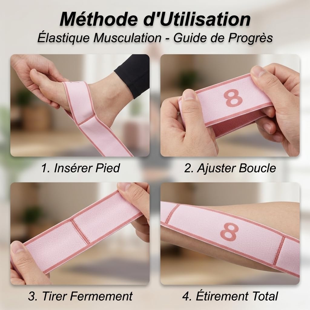 Bande Élastique Musculation 8 Niveaux de Résistance Set Cordes Élastiques Fitness Durable Yoga Pilates Danse Latine Gym Rééducation