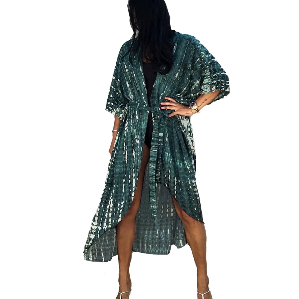 Snyemio Cardigan Mujer Playero Bohemio Verano Maxi Largo Pareo Boho Tunica Talla Grande Kimono Estampado