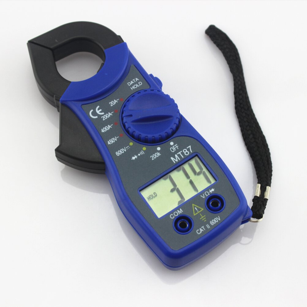 Close-up of the MT87 Clamp Multimeter display showing a reading of 3.74.