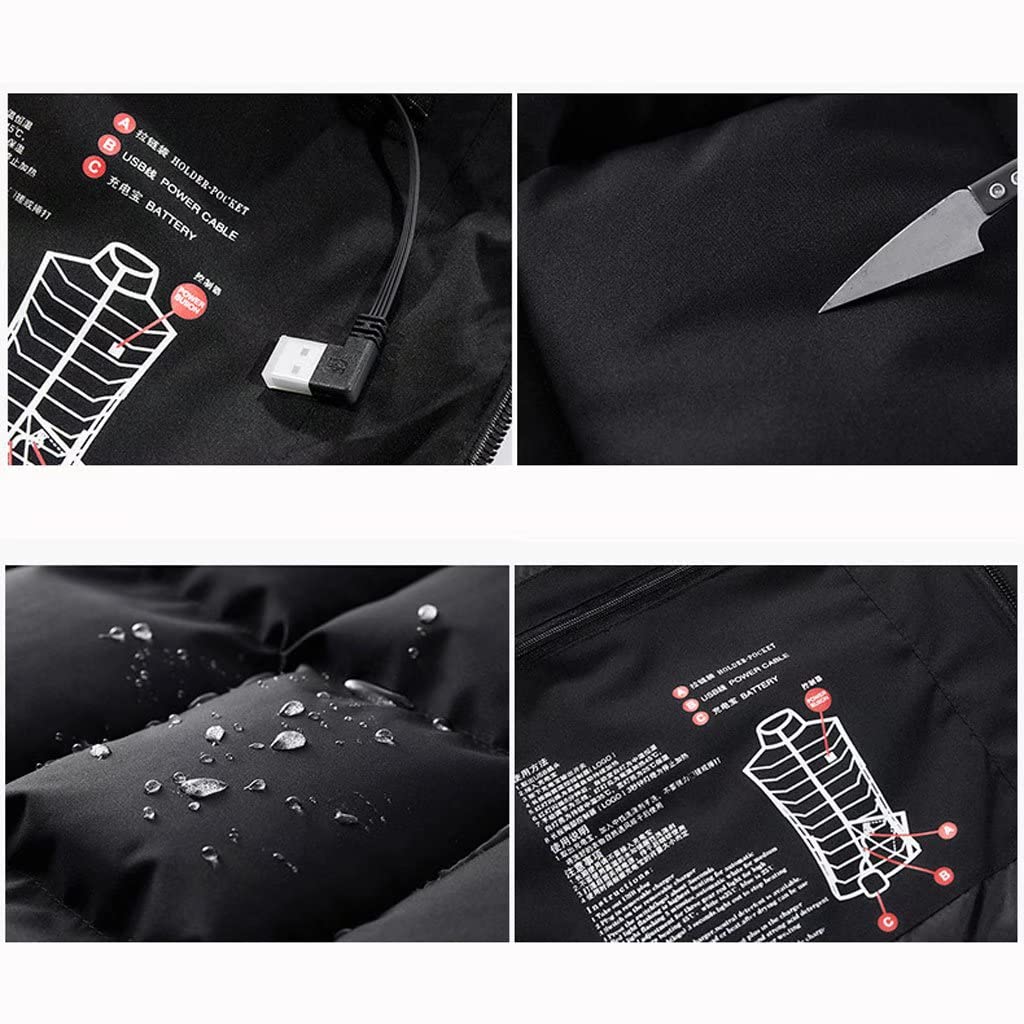 Chaqueta térmica recargable para mujer, ropa de caza de invierno al aire libre, chaleco calentado para hombres, batería no incluida, gris