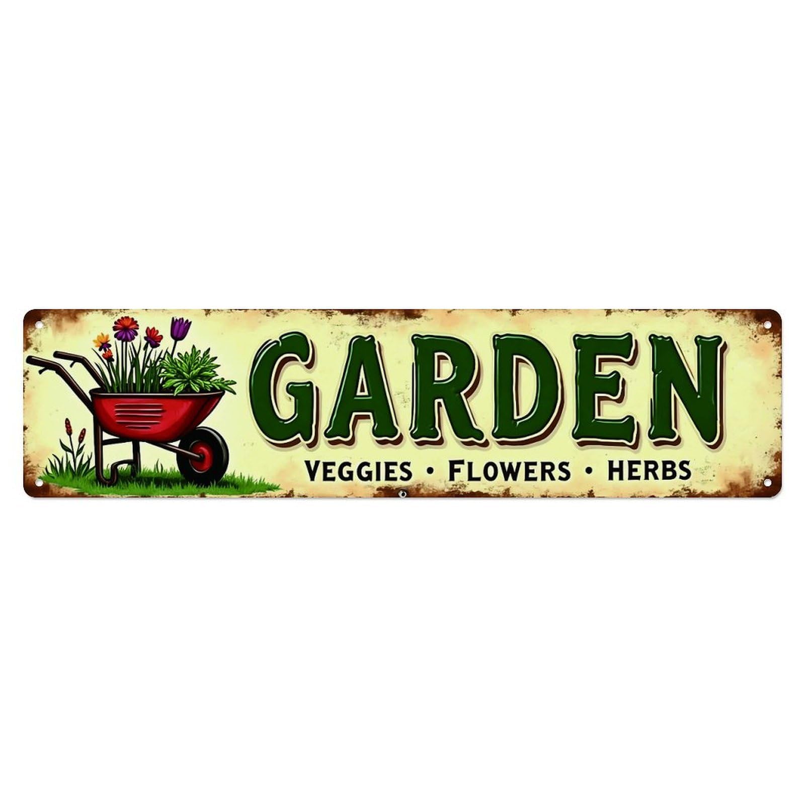 Ldfuieksufg Style Garden Flower Vegetable Herb Long Decor Sign Vintage Aluminium Metal Sign, Retro Wall Decor For Home, Bar, Garage & Farmhouse 10 * 40Cm