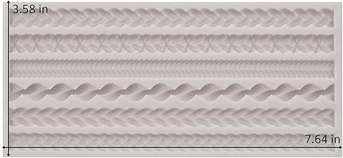 Miniatura 2 de Moldes de fondant de cuerda de punto, moldes de corteza de pastel de silicona, cuerda de cáñamo, borde de pastel de chocolate para hornear,