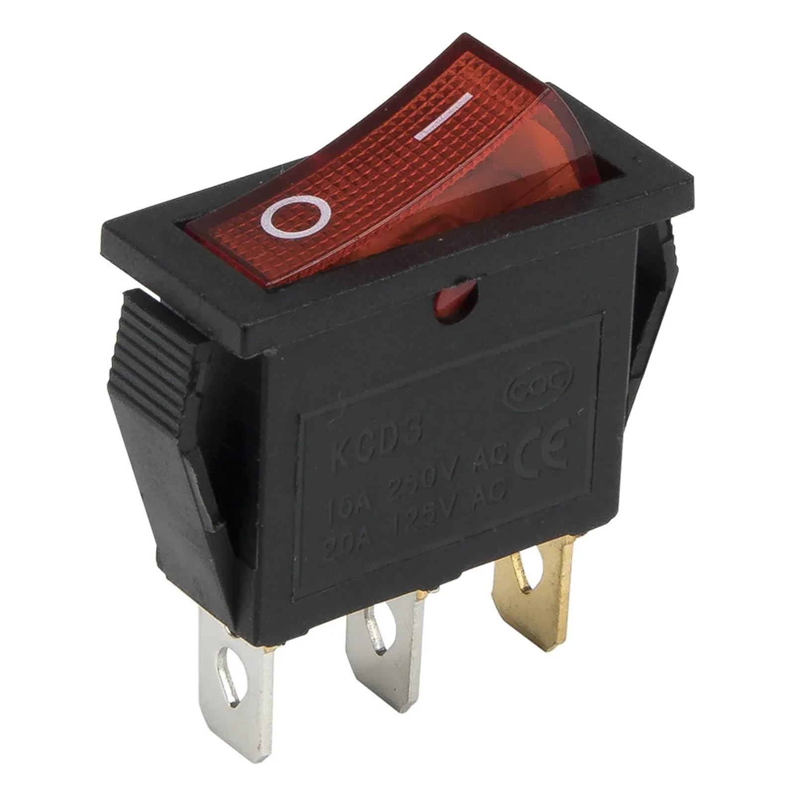 Interruptores basculantes KCD3-102N 26x11mm de 3 pines On Off luz 220V roja 50 uds