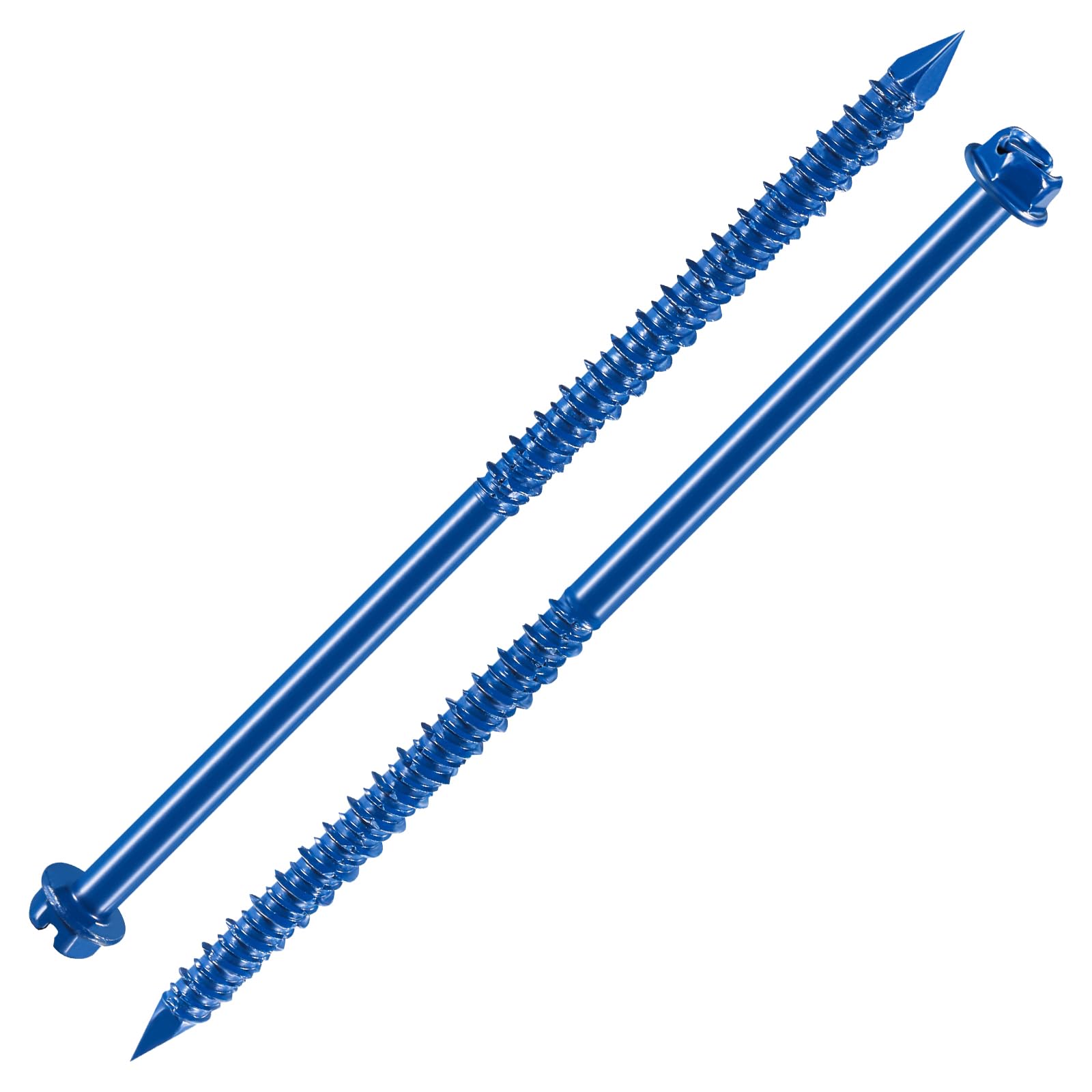 Wensilon (30 pezzi) 1/4 "* 5" testa a rondella esagonale scanalata kit di ancoraggio per calcestruzzo testa piatta blu per ancoraggio a muratura, blocco o stucco di mattoni