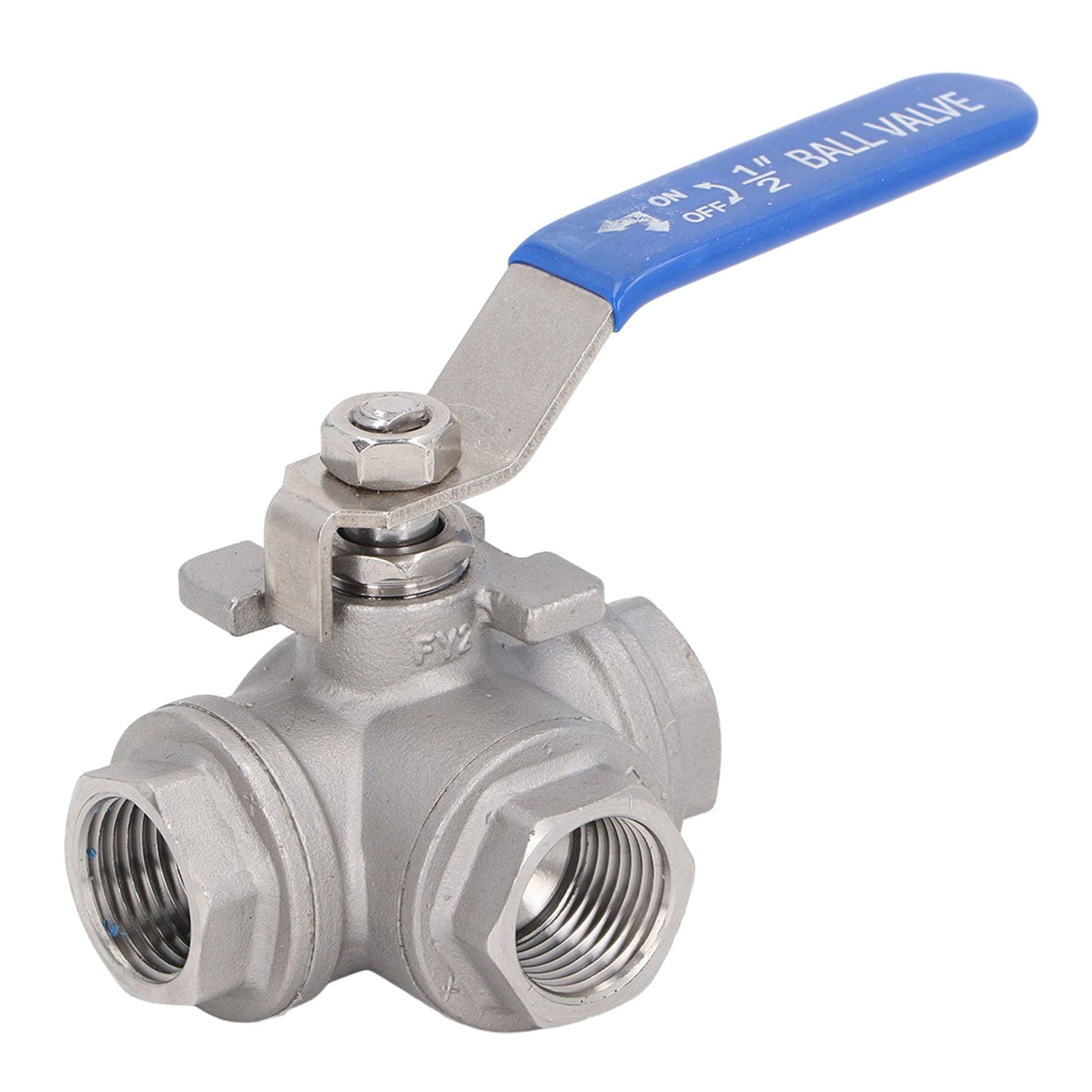 Valvola a sfera a 3 vie tipo L azionamento manuale 1/2" DN15 in acciaio inox filettatura femmina valvola a sfera per acqua, olio, gas