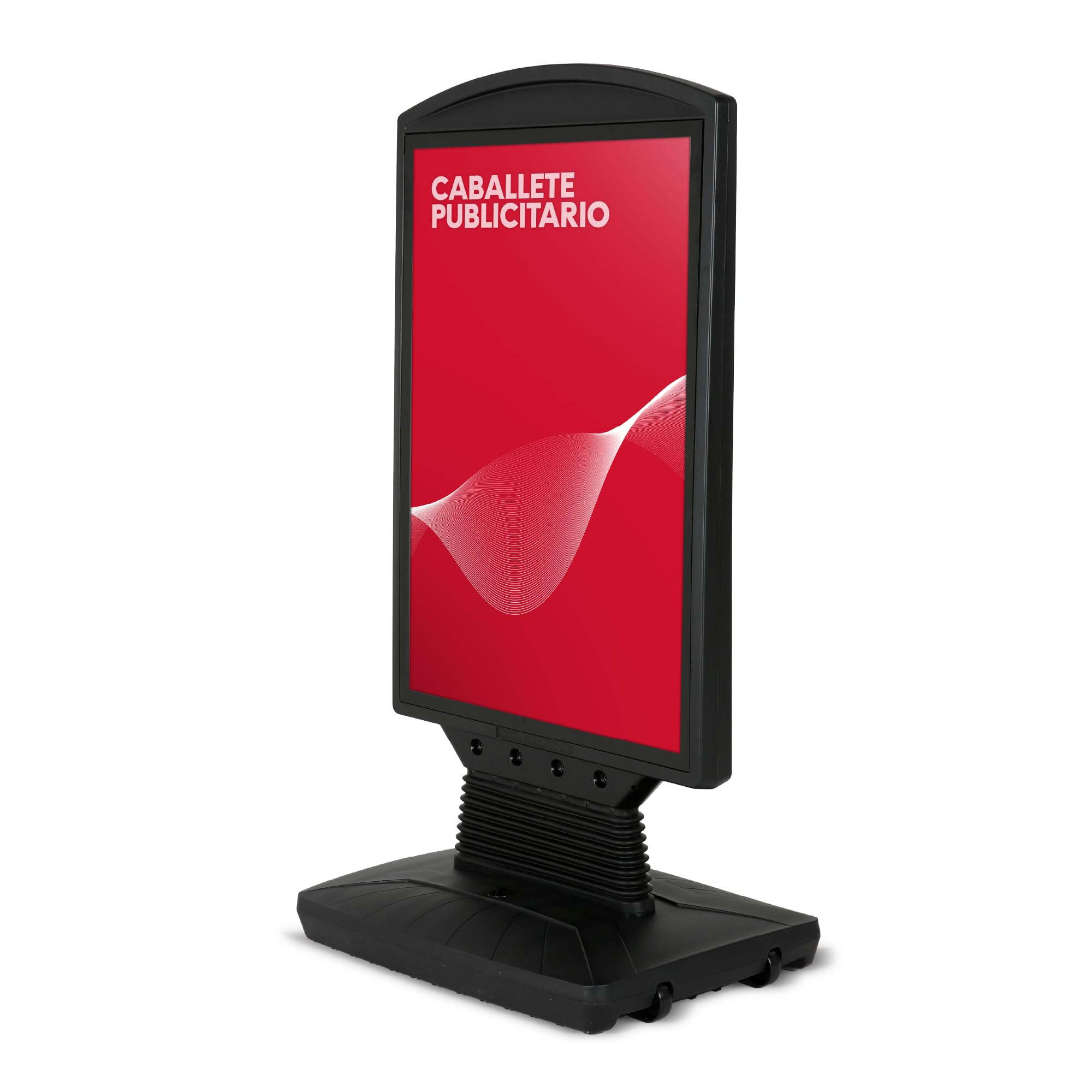 Caballete Publicitario Exterior Dortmund | Expositor Doble Cara Tamaño A1 con Base Rellenable y Ruedas | Soporte para Carteles Resistente al Viento y Agua | Con Protector UV