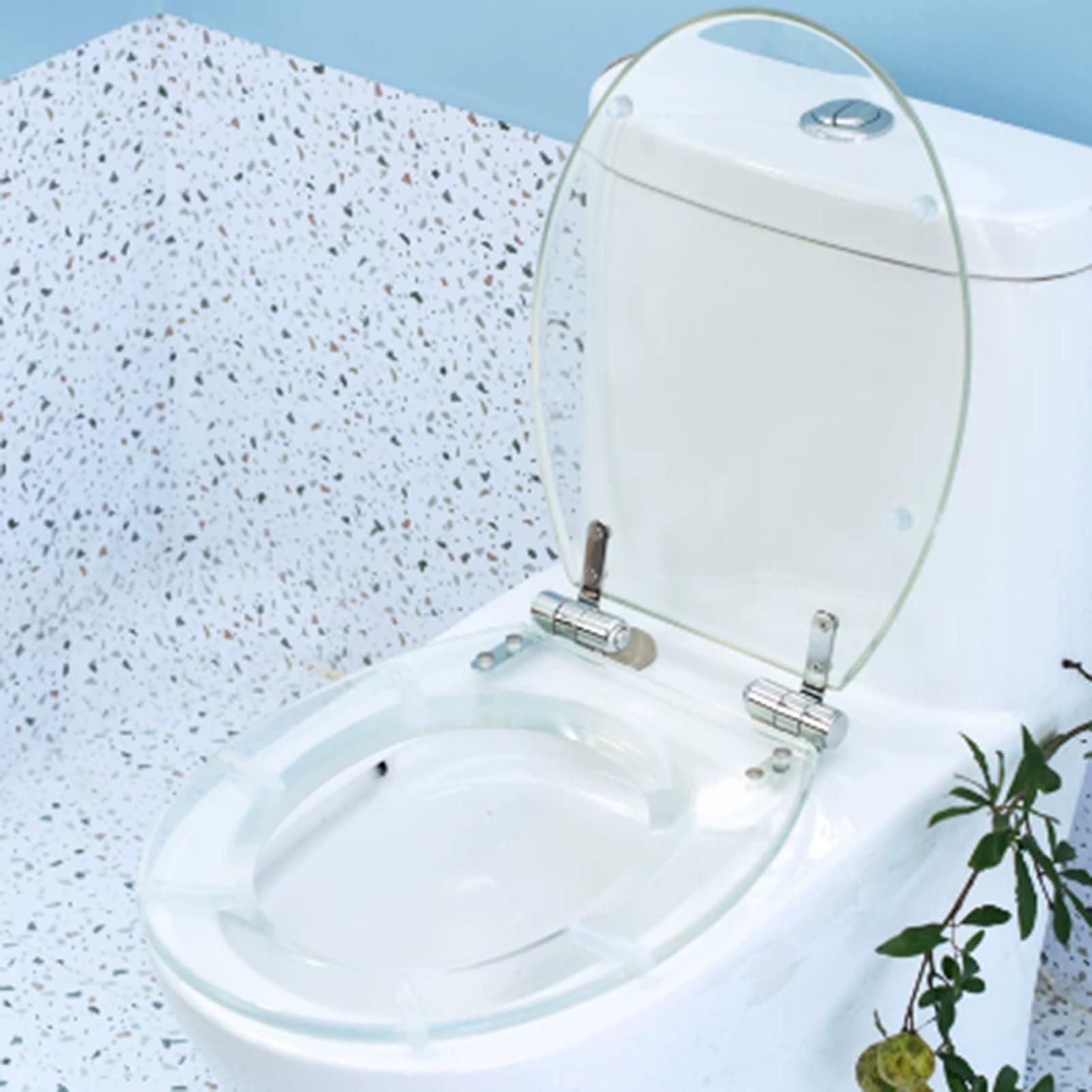 Asiento De Inodoro De Resina Transparente Resistente Con Tapa