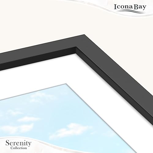 Miniatura 8 de Icona Bay Serenity Collection - Portarretratos de 8 x 10 pulgadas con paspartú extraíble para fotos de 5 x 7 pulgadas (negro), elegante y moderno,