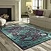 Maples Rugs Georgina Traditional Area Rugs – Made in USA – Low Profile, Non Slip, Pet–Friendly Mat for Bedroom, Office, Living & Dining Room, 5' x 7', Wineberry/Teal