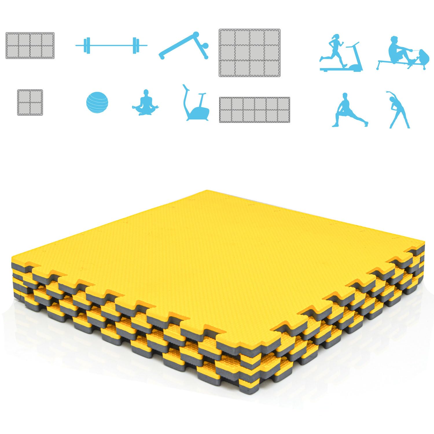 eyepower Alfombra Gimnasio en Casa 2 cm: 1m² Suelo Gimnasio - 4 Colchonetas Grandes - 50x50 Esterilla Gimnasio EVA - Suelo Goma Gimnasio Puzzle Suelo Gimnasio Tapete Fitness - Defectos Ópticos Menores