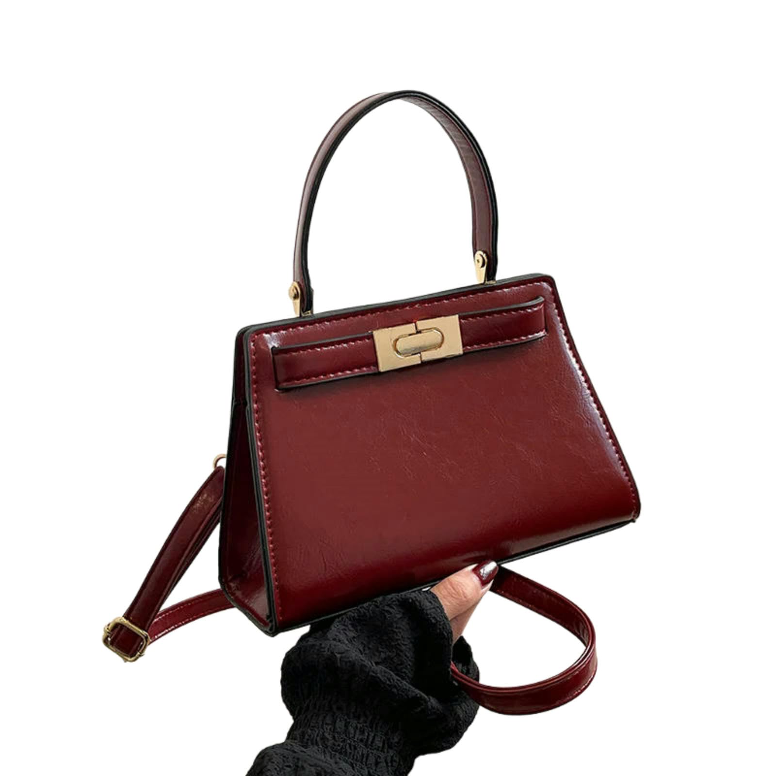 Borsa a Tracolla Retro con Filo di Cucitura – Pelle PU Morbida con Catena Metallica, Borsa da Shopping Quotidiana