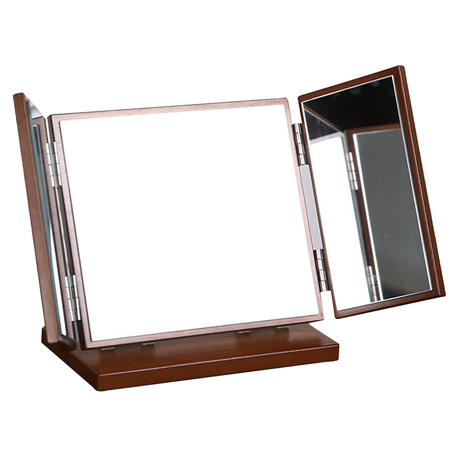 Miroir de maquillage en bois marron stable à motif floral gravé