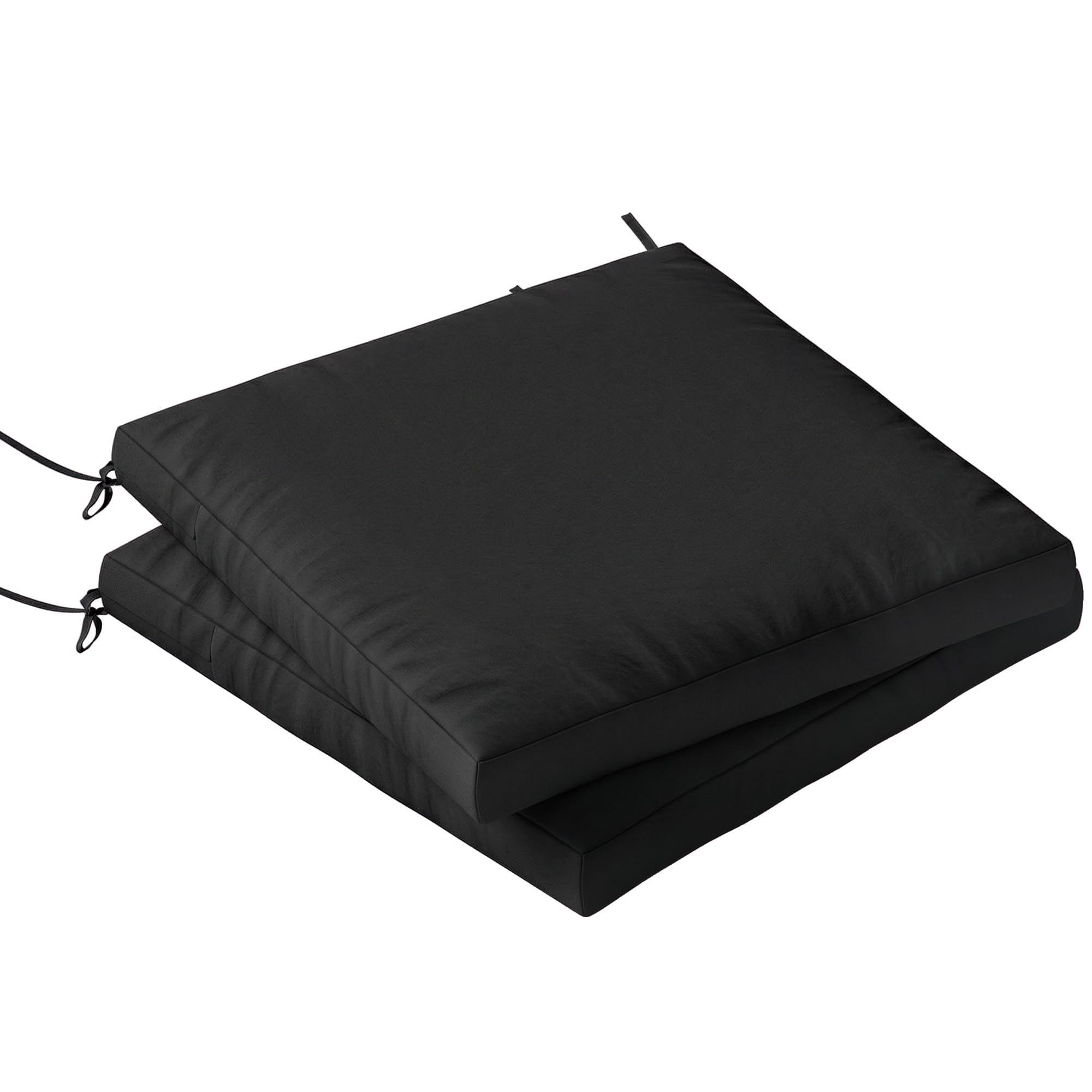 Rackhams Black 2Pcs Garden Chair Cushions, Waterproof Seat Pads