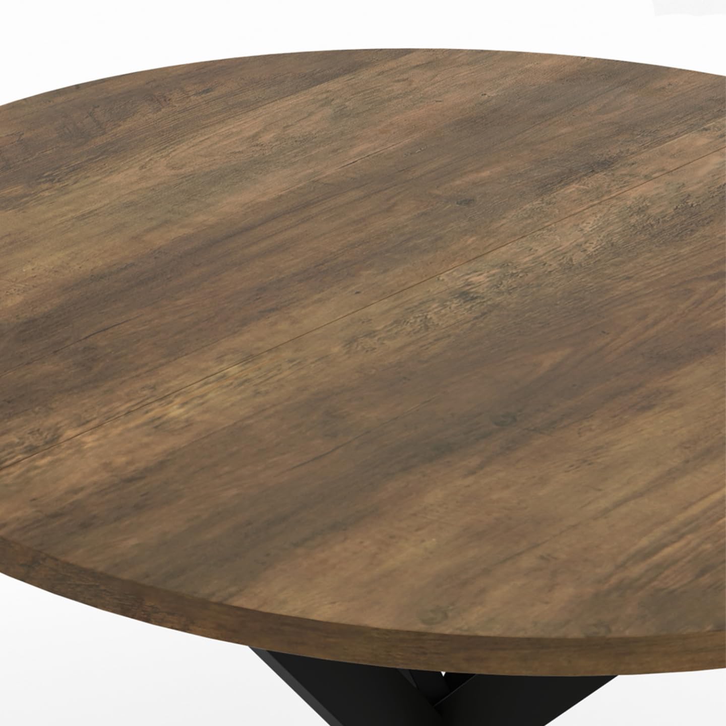 IDMarket - Table à Manger Ronde Alix 4 Personnes Pied araignée Noir et Plateau Bois foncé Hawkins 80 cm