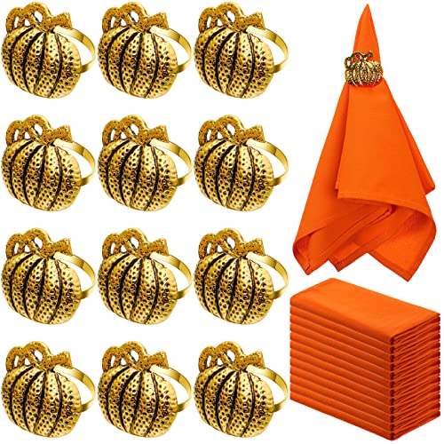 Mimorou 24 Piezas Servilletas y Anillos Calabaza miniatura 1