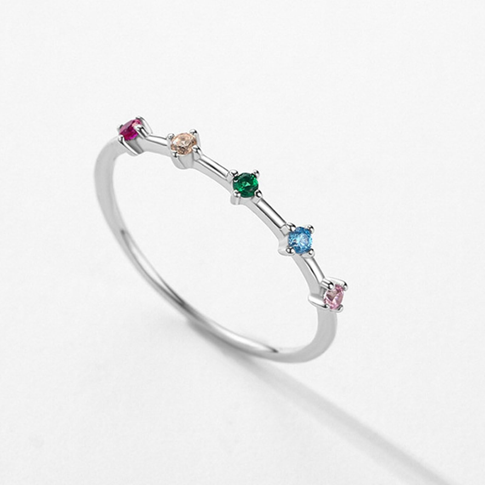 Anillos aniversario mujer, anillo Eternity oro blanco 18 K topacio esmeralda sintético redondo fino y apilable anillo compromiso boda oro blanco para novia, novia