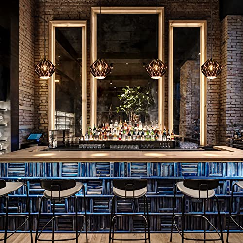 Pendant Light Industrial Vintage Pendant Lamp Retro Farmhouse Ceiling Hanging Light Fixture Black Metal Creative Geometric Diamond Shade Pendant Lighting For Kitchen Island #TOP4