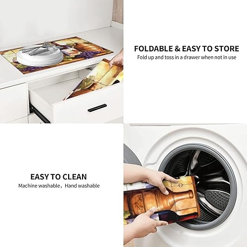 Vista 92 de Tapetes grandes de secado de platos para encimera de cocina, tapete de secado de cocina de microfibra, almohadilla de drenaje XL, tapete absorbente