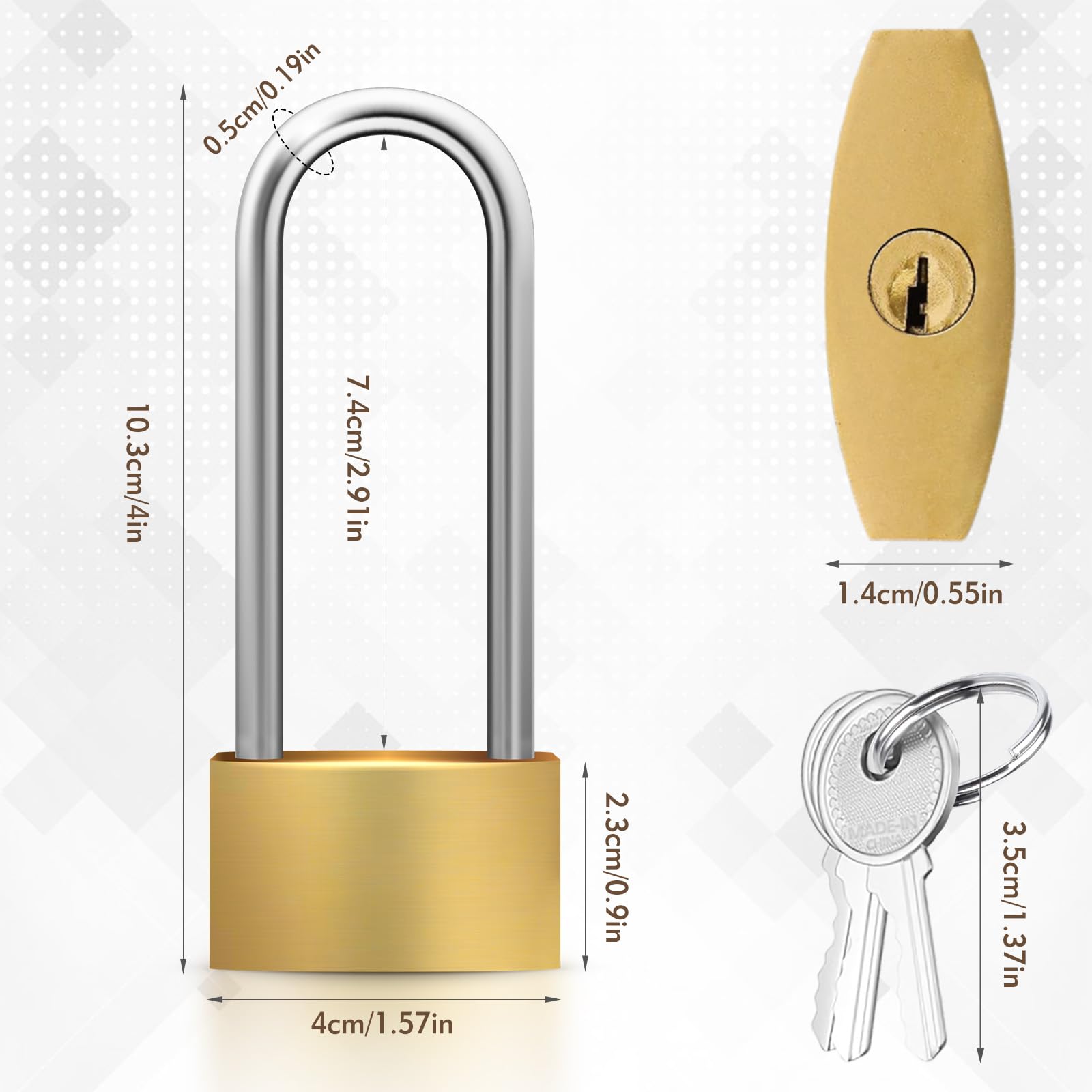 xdg 2pcs Heavy Duty Long Padlock with Keys - Outdoor High Security Key Padlock for Shed Warehouse, Garage, Garden, Gate -40mm - Image 2