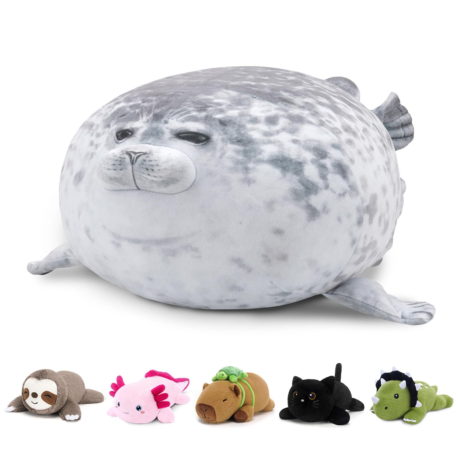 SQEQE Weighted Stuffed Animals Seals, Weighted Seal Plush Chubby Blob, Soft Pillow Toy for Kids Adults for Cozy Comfort, Cute Plushie Gift for Christmas Birthday, Home Decor 9.8 Inch, 0.8 Lb