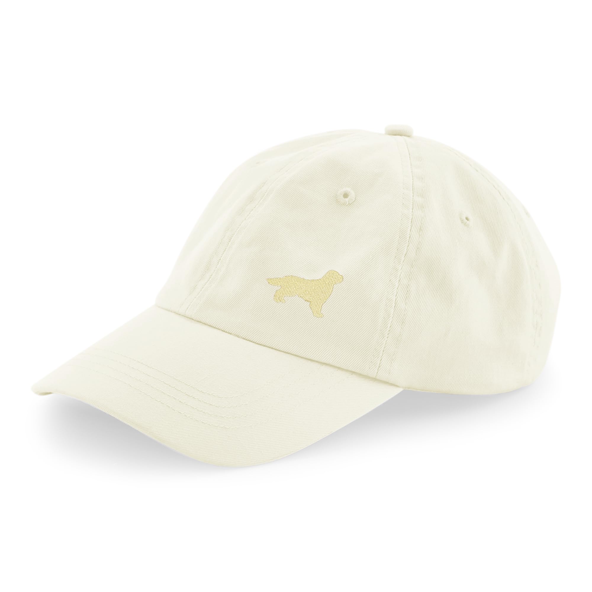 The House Of Dog: Golden Retriever Owner Gift. 100% Washed Chino Cotton Embroidered 6 Panel Unstructured Baseball Cap. Natural