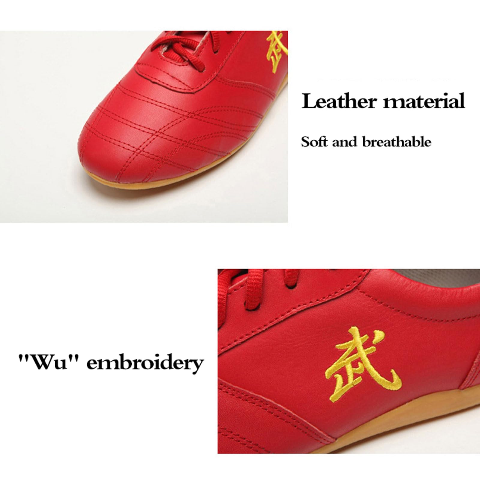 Chaussures Art Martiaux,Chaussures de Taichi,Chaussures de Taekwondo,Unisexe,Arts Martiaux Kung Fu Baskets Cuir,Enfants,pour Homme et Femme,Léger,Non Slip,Respirant,pour Marche Fitness