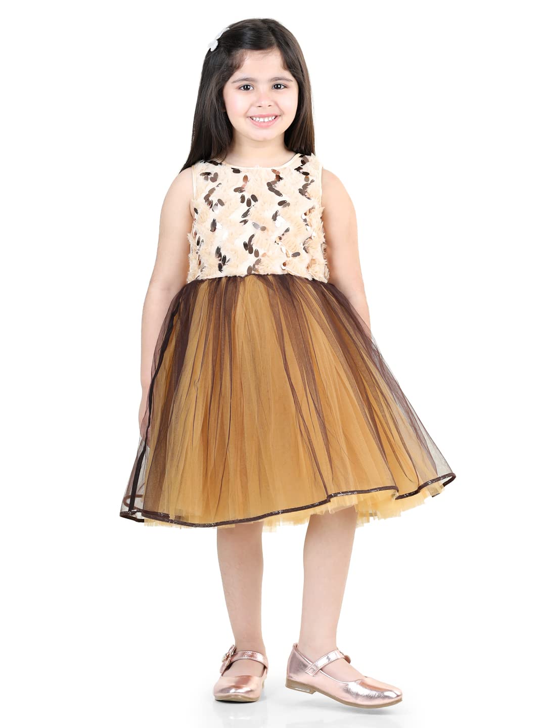 Toy Balloon Kids Brown Embelished Knee Length Girls Dress (B0BYZPVX5Z) Amazon Price History, Amazon Price Tracker