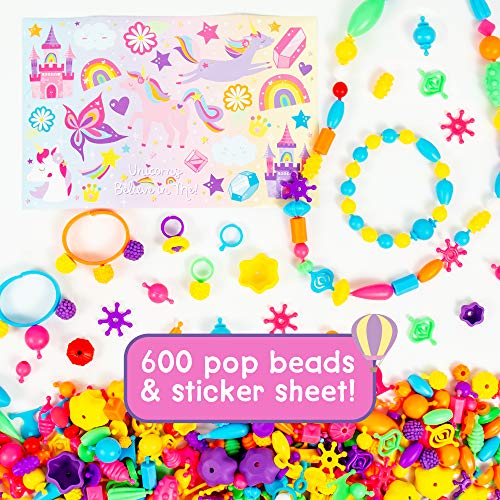 Just My Style Make & Believe Unicorn Pop Beads, 500+ Snap-Together, DIY, Bead Kit for Girls, Jewelry Set, Great Travel & On The Go Activity for Kids Ages 4, 5, 6, 7, 8 - Thumbnail 2