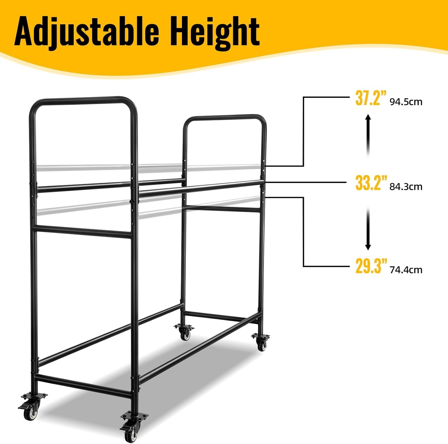 Porta Pneumatici Regolabile su Ruote 60 X 59 X 21 - Robusto Contenitore in Metallo per Pneumatici E Legna da Ardere - Ideale per Garage E Uso Esterno - Organizzatore Salvaspazio