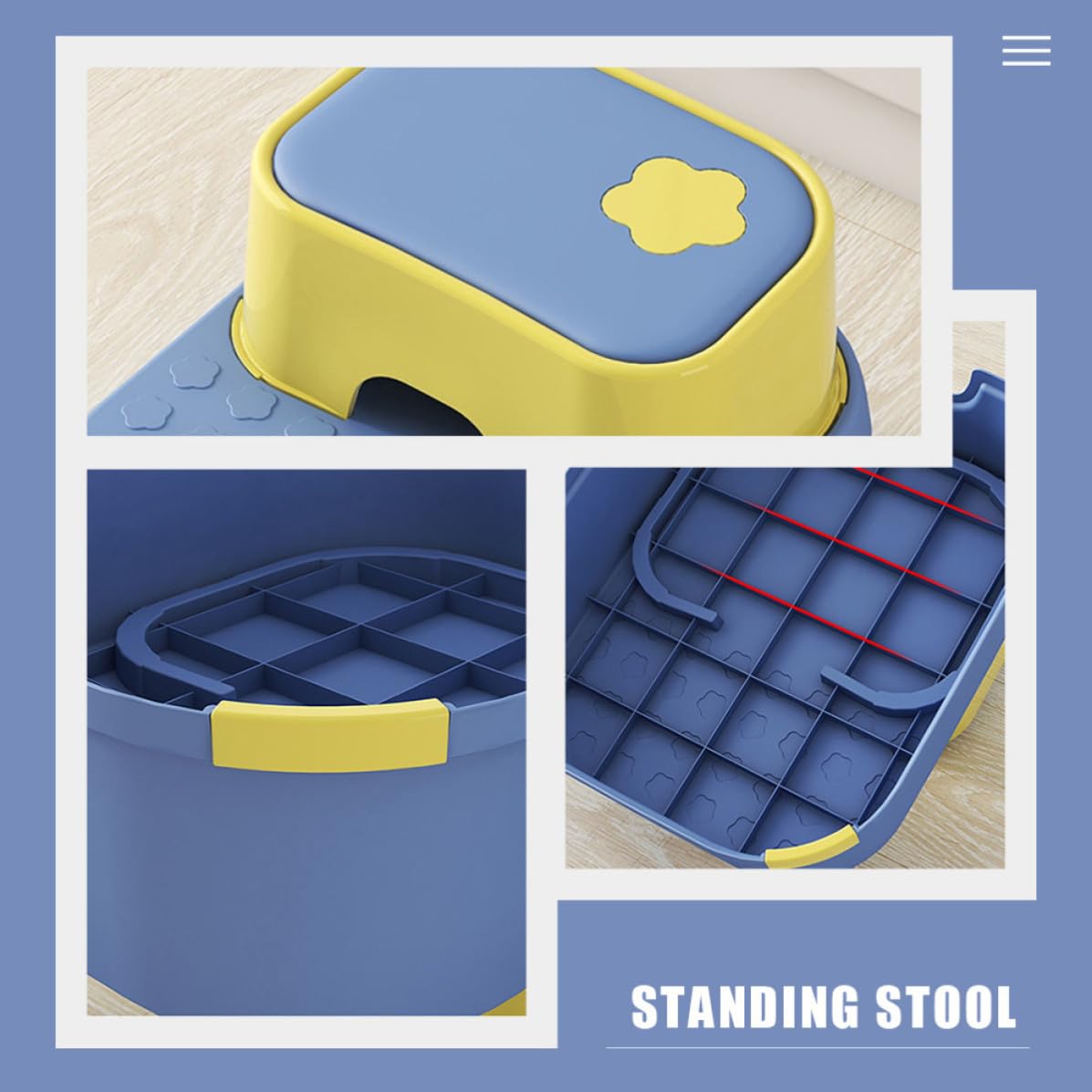 Sgabello per Bagno e Cucina in Pp Resistente e Leggero, Pedana Compatta Due Gradini Antiscivolo per Uso Quotidiano e Cambio Scarpe
