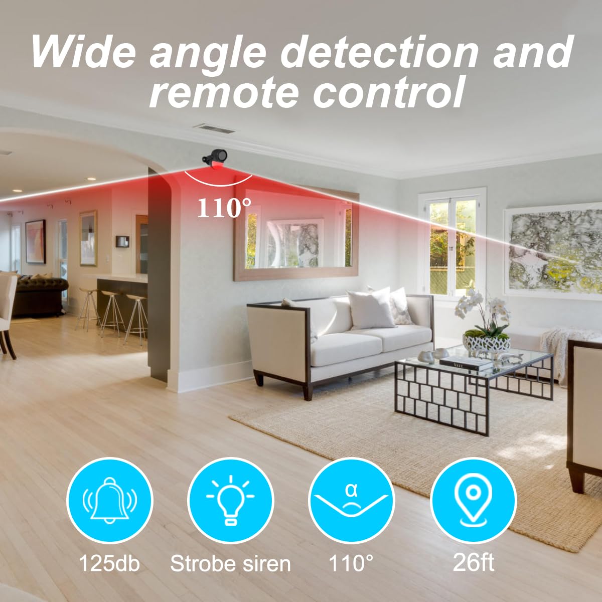 GLOOK Antifurto Allarme Casa Senza Fili con Telecomando, 125dB Sensore Movimento Allarme, Sirena Allarme Perimetrale, Garage, Auto, Porta, Ingresso, Esterno, Finestre, Camper (Set da 2 pezzi)