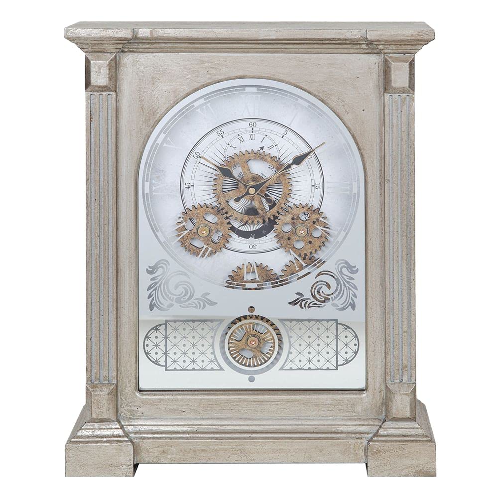 WILLIAM WIDDOP® WIRELESS RADIO MANTEL CLOCK WITH MOVING COGS - W2864