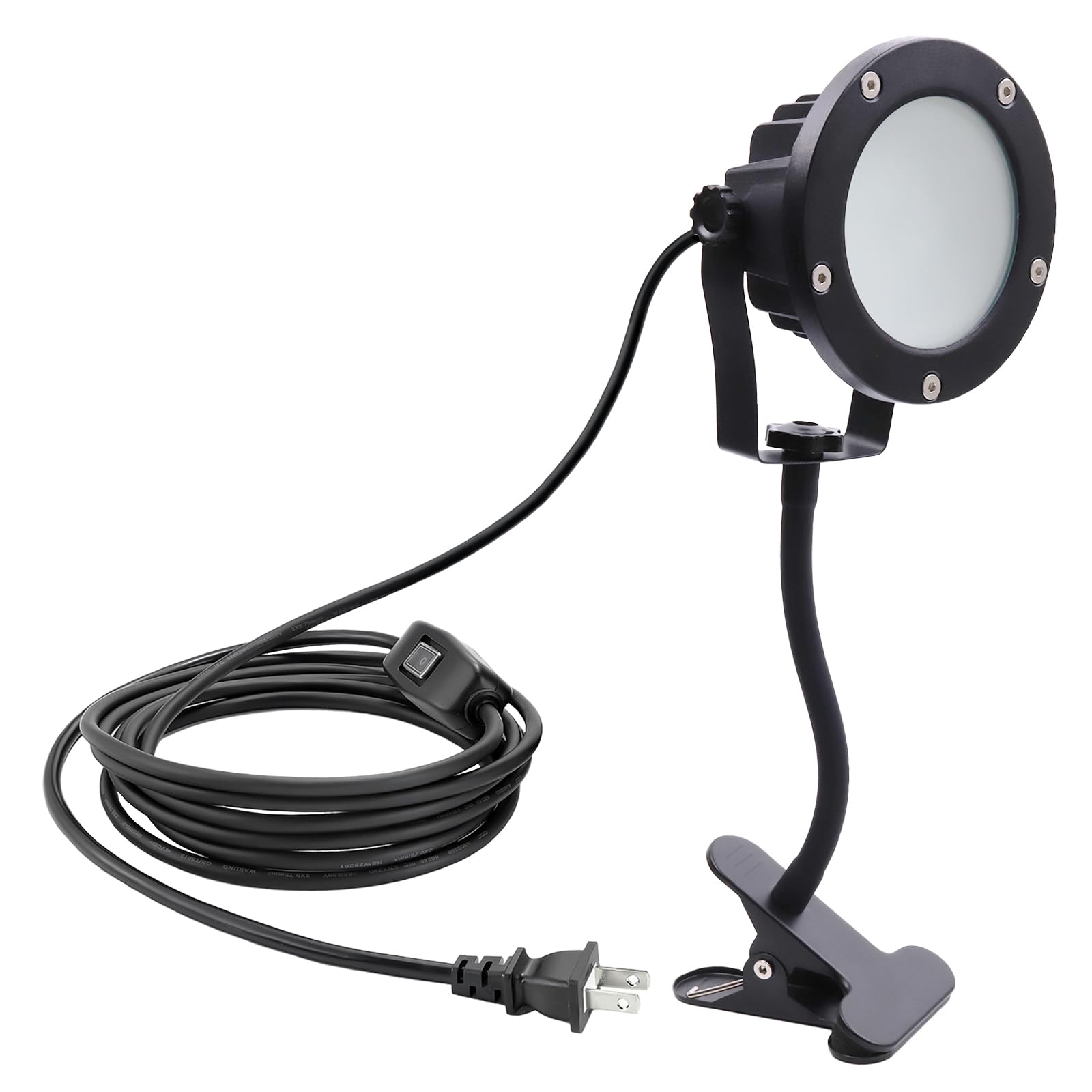 Etazakka Portable LED Clamp Work Light，Clip on floodlight with 11.5FT Cord（3.5M） 300W Equivalent， waterproofingt for Outdoor Indoor ，Adjustable Angle