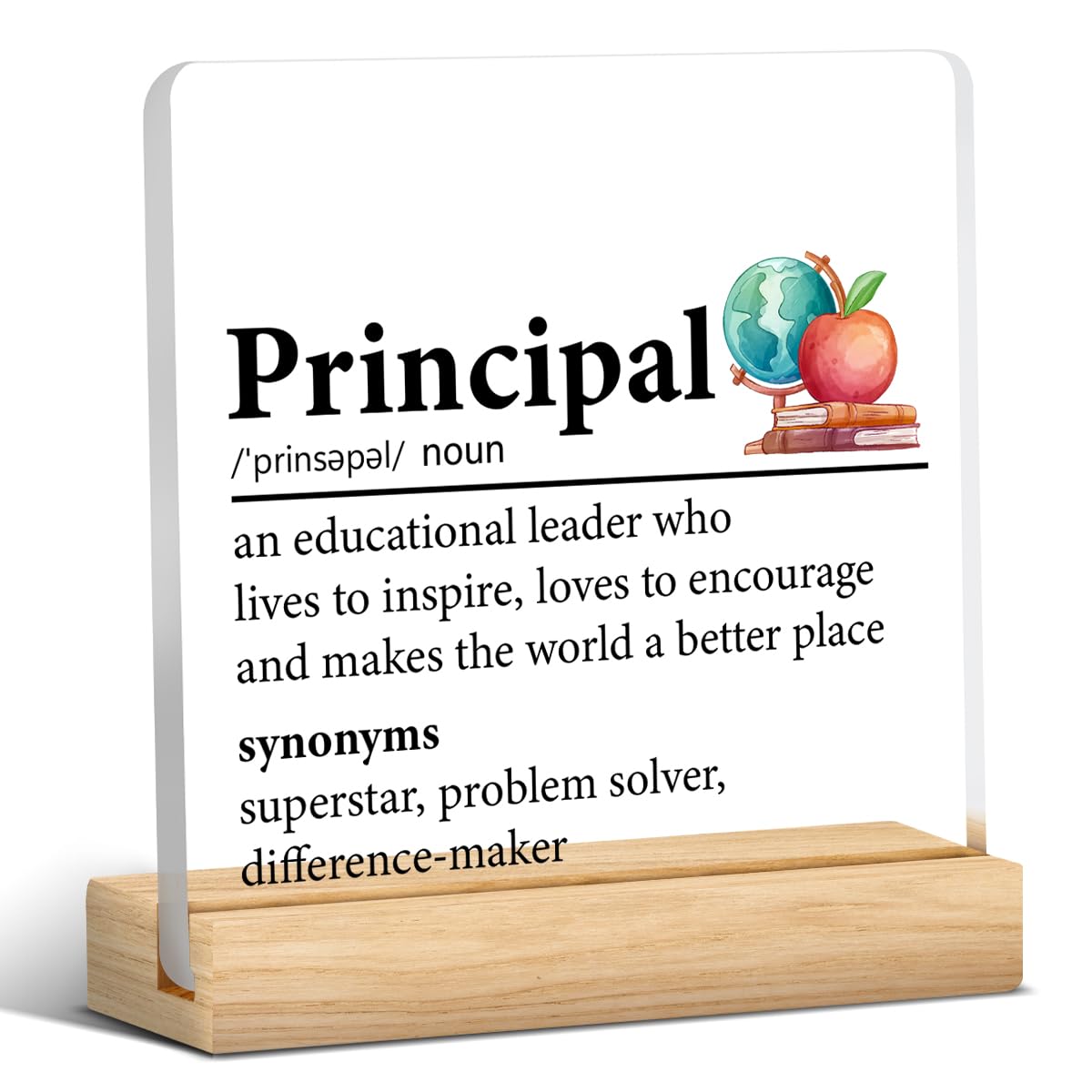 Principal Appreciation Gift for Men Women, Principal Gifts for Birthday Teacher's Day Christmas Acrylic Plaque Sign Home Office Desk Decor (4 x 4 Inches)