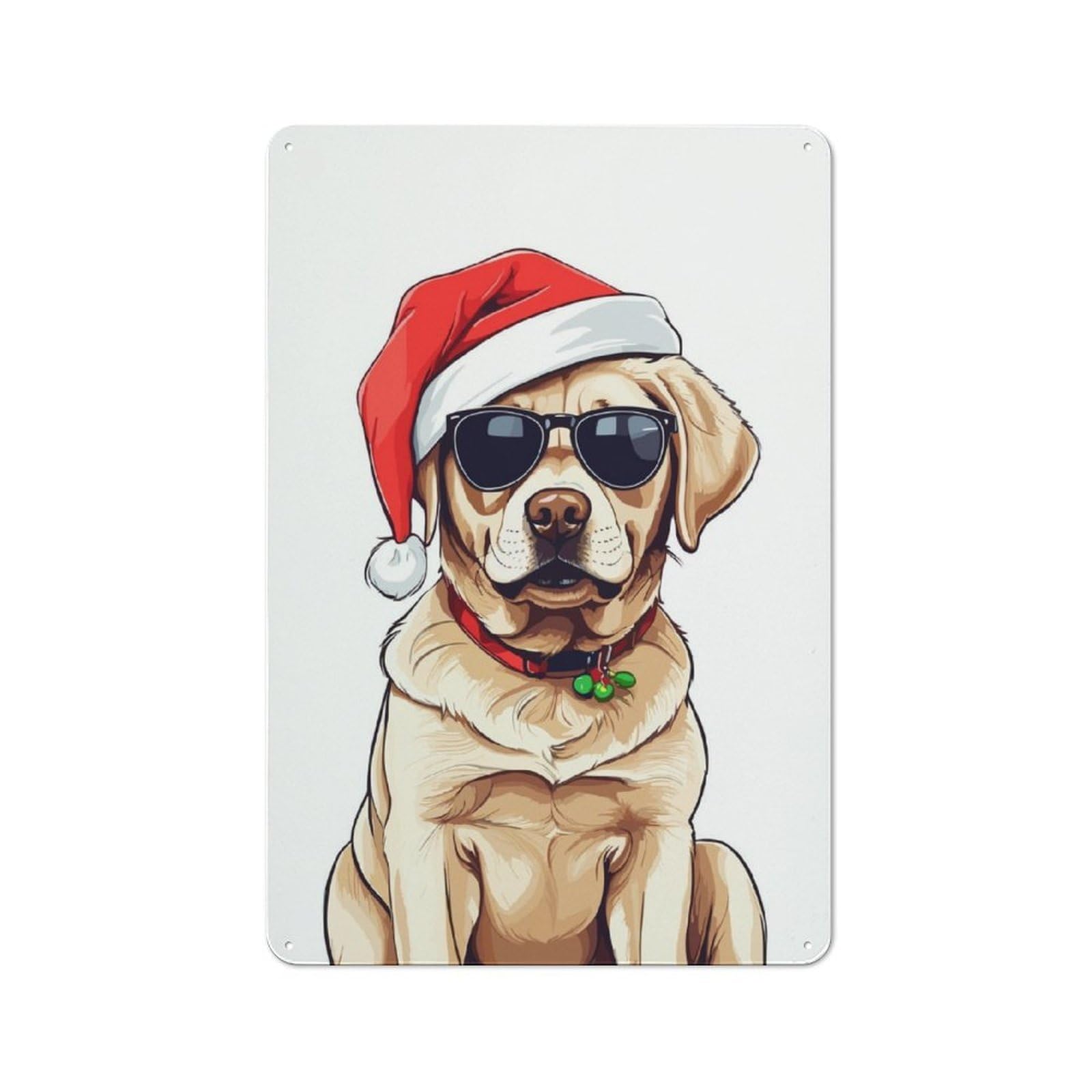 Junmoney Christmas Labrador Metal Wall Sign 30X20cm Featuring For Workshop Wall, For Makers And Diy Enthusiasts