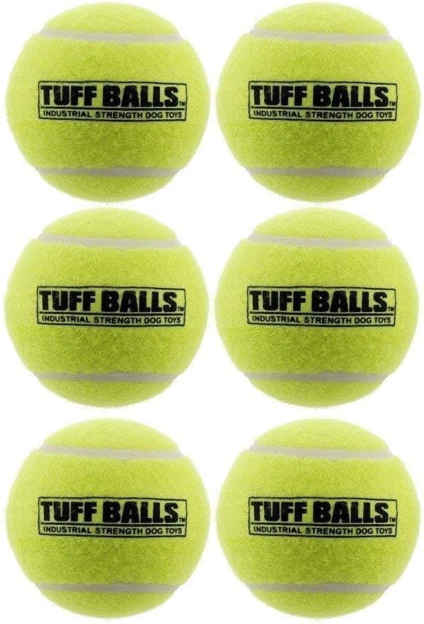 PetSport Jr Yellow Tuff Ball - Small Tennis Balls for Dogs, Puppy Chew Toy for Aggressive Chewers, Fetching, Natural Rubber, Certified Non-Toxic - 1.8 Inch Each, (Pack of 6)