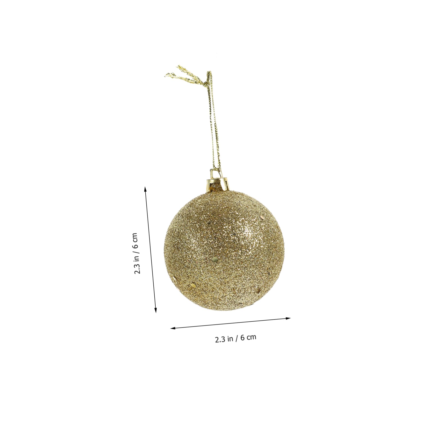 Bolas Navideñas Doradas de Plástico 3-6 Cm con Cuerda para Colgar, Caja 100 Piezas para Adornos Creativos de Árbol y Hogar en Navidad