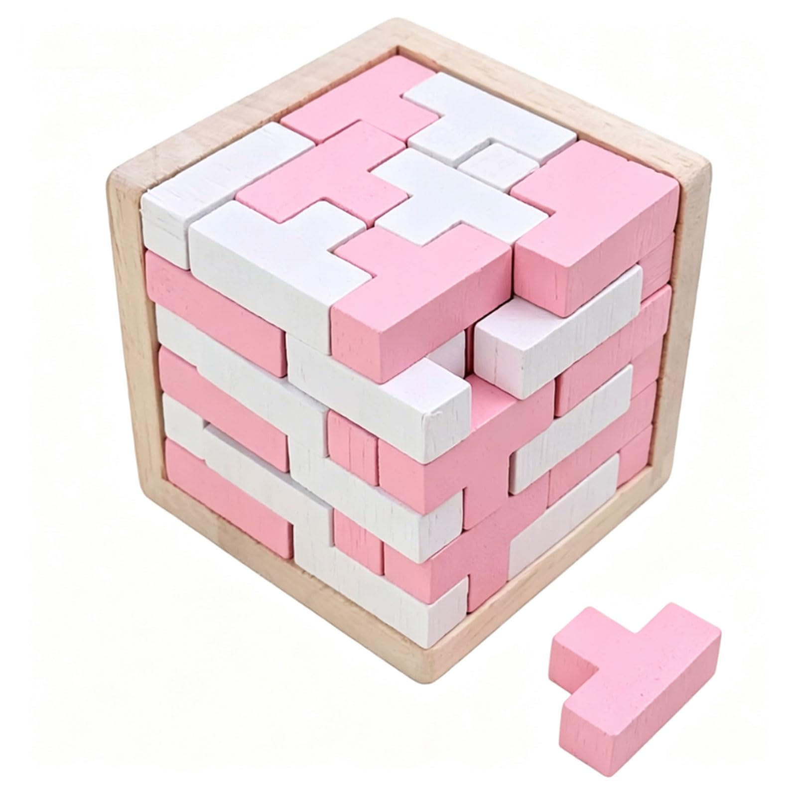ttnmrc Montessori 3D Wooden Cube Brain Teaser Puzzle