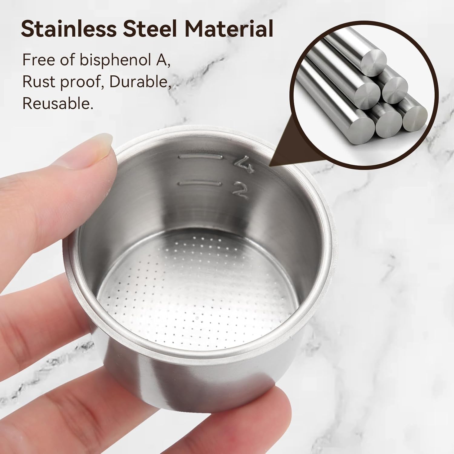 Filtro Caffè In Acciaio Inox 51mm - Riutilizzabile A Parete Singola Per Macchina 4 Tazze