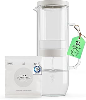 LUCY® Wasserfilter Karaffe 2L – Wasserkaraffe inkl. Aktivkohlefilter für sauberes Trinkwasser – Filtert Schadstoffe, bewahrt Mineralien wie Magnesium und Kalzium – BPA-frei, spülmaschinenfest