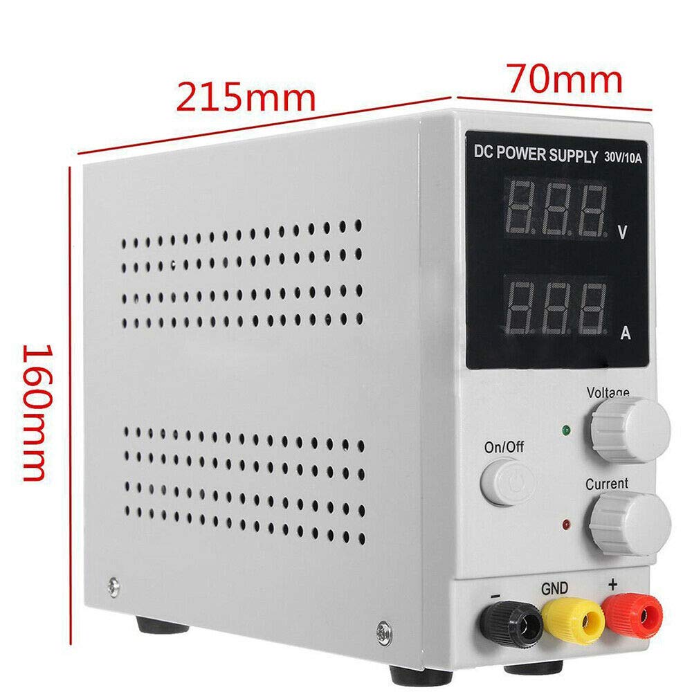 Fuente de alimentación de CC Variable 10A 0-30V Fuente de alimentación de sobremesa regulada por conmutación Ajustable Mini Pantalla LED de Alta precisión Laboratorio electrónico