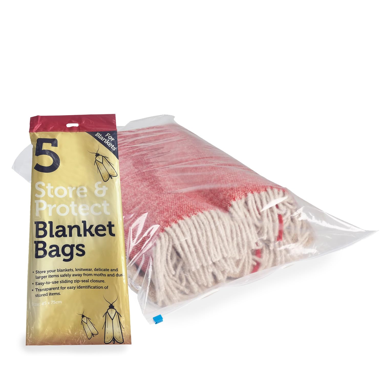 Lakeland Clear 5 Extra Large Store & Protect Zip Seal Blanket Storage Bags – Protect Items From Moths & Dust