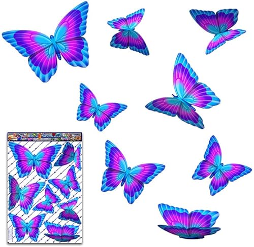 Butterfly CAR Decals Blue Animal Large Vinyl Party Stickers Pack for Walls Laptop Luggage Bicycle Motorcycle Caravans Van Camper Trucks - JAS Stickers - US78BL_3(Blue)