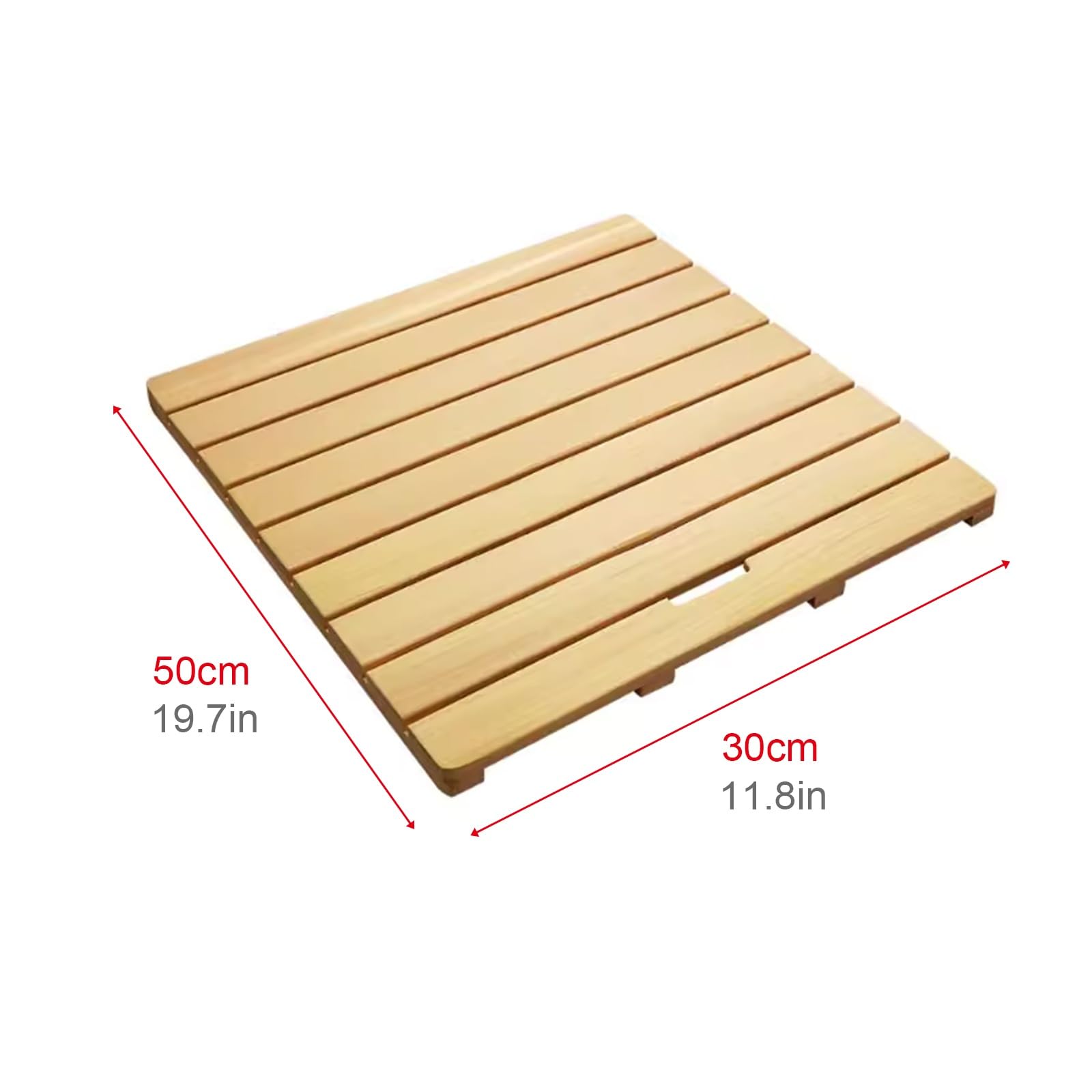 Caillebotis Exterieur, Caillebotis Bois avec Poignée, Tapis de Sécurité de Douche, Tapis Bain Antiderapant for Sauna, Bain, Spa et Marches(19.7 * 11.8in)