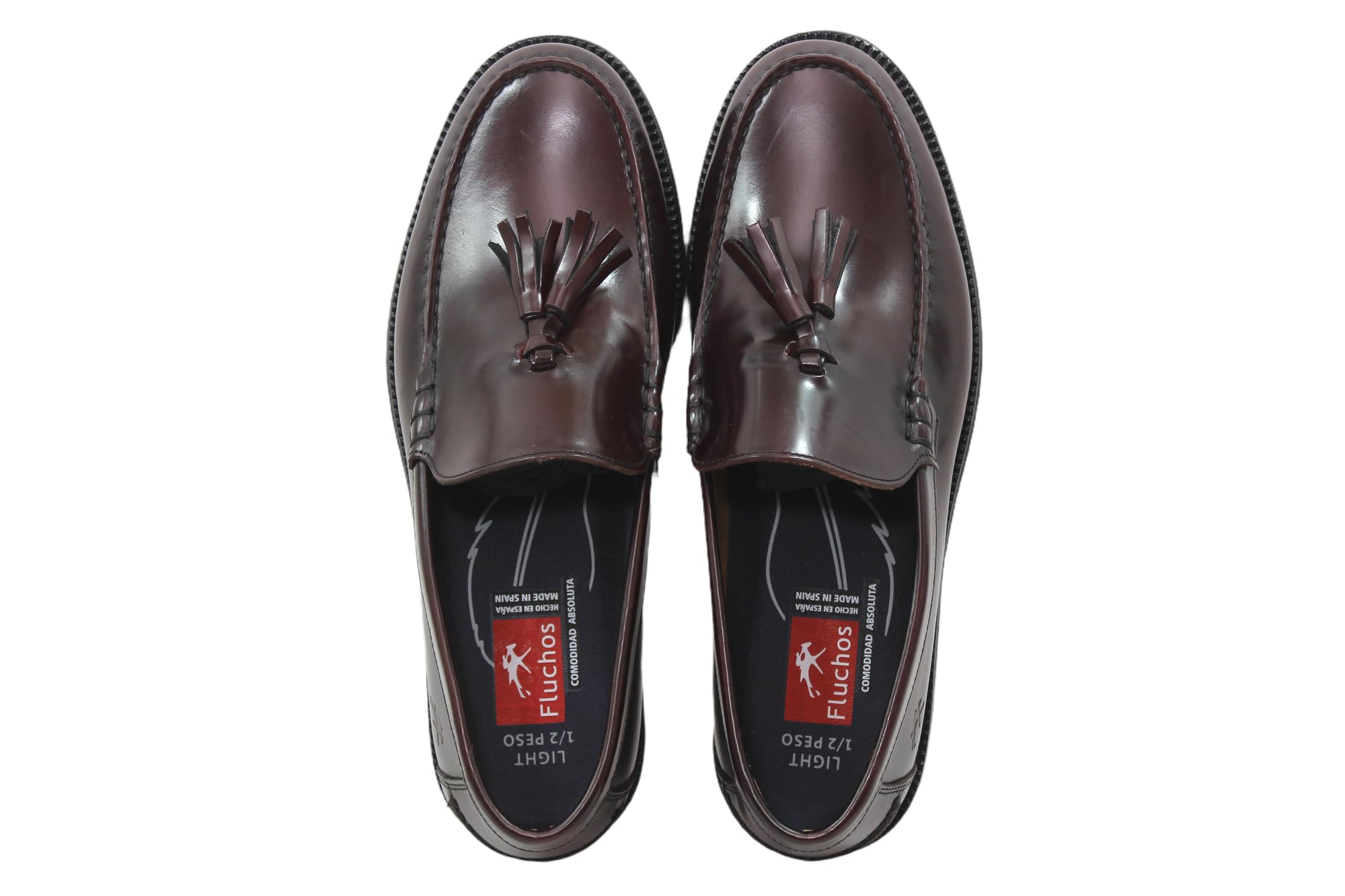 FLUCHOS - Mocasín Castellano de Piel, borlas, Plantilla extraíble, Suela Goma extralight, para: Hombre